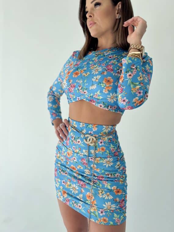 Floral pattern set - turquoise blue