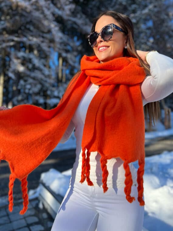Scarf with braided border - for orange