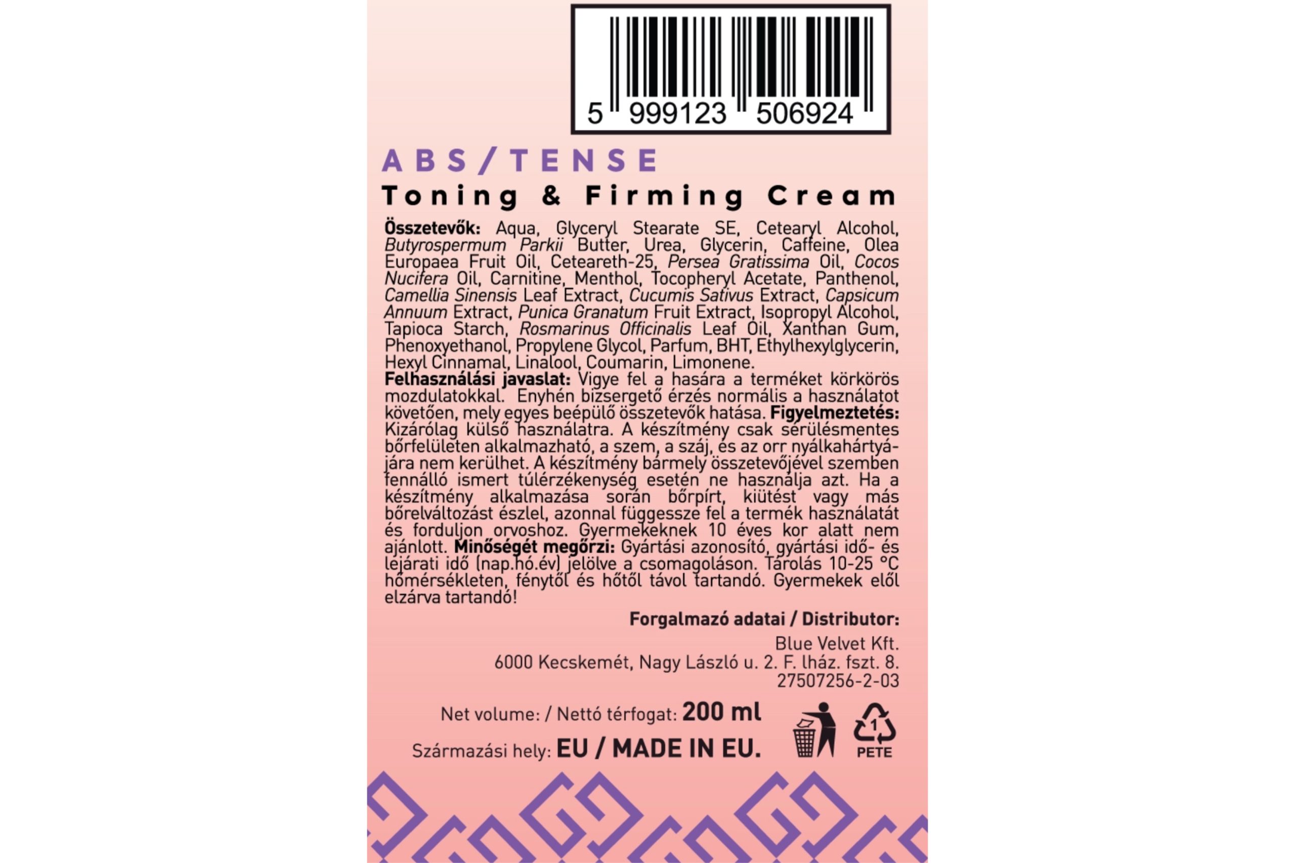 GG BODY ABS TENSE összetevők