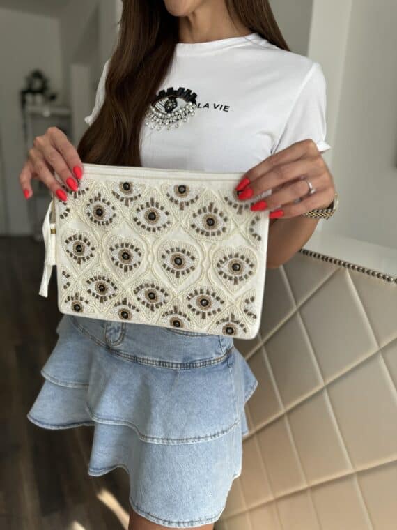 "Eyes" handbag - off-white/patterned