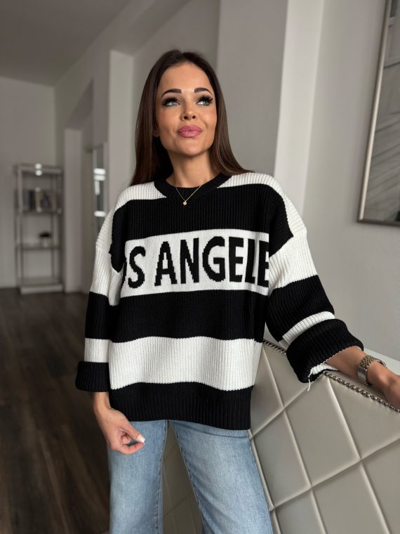 "Los Angeles" knitted sweater - black/white