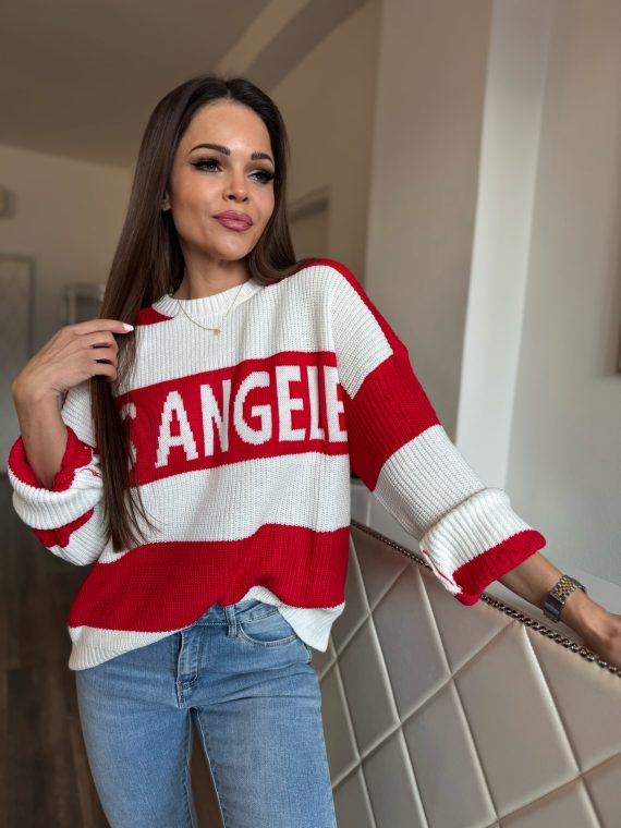 "Los Angeles" knitted sweater - red/white