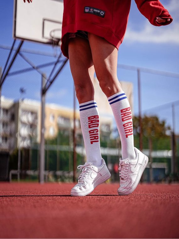 "BAD GIRL" knee socks - white/colour