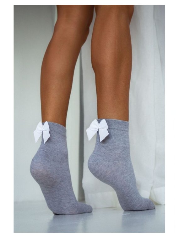 "Bow" socks - pale grey/white