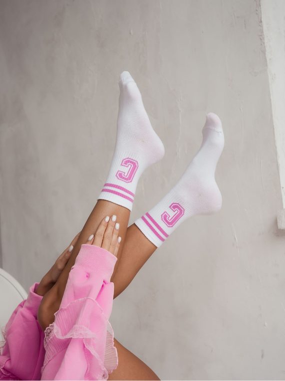 "Letter C" socks - white/pink