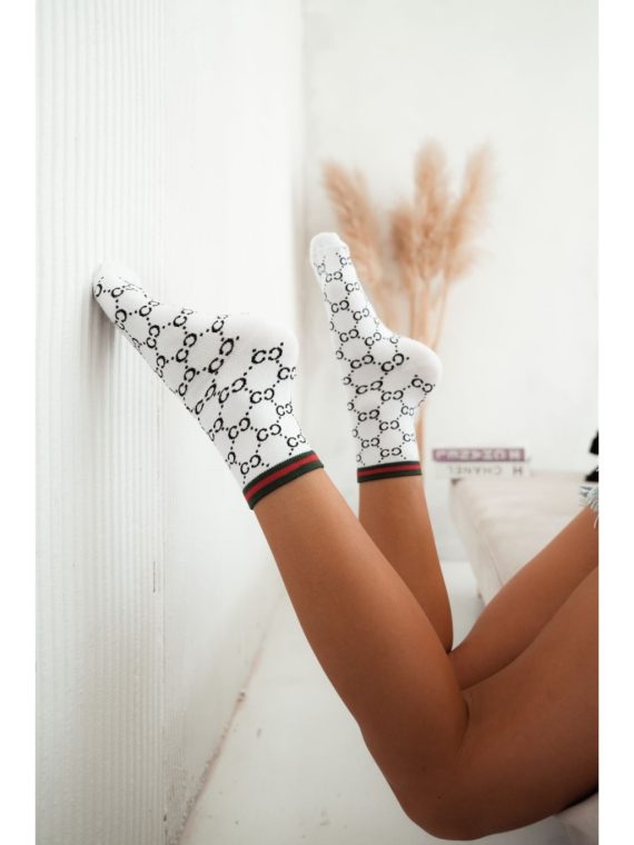 "CC" fullprint socks - white/black