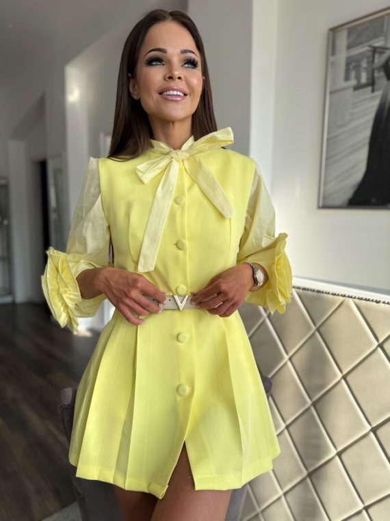 "Allegra" vest/bl blazer suit - pale yellow
