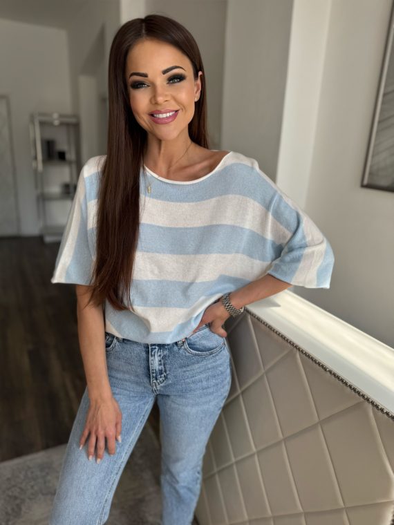 "Abbey" knitted top - white/beige