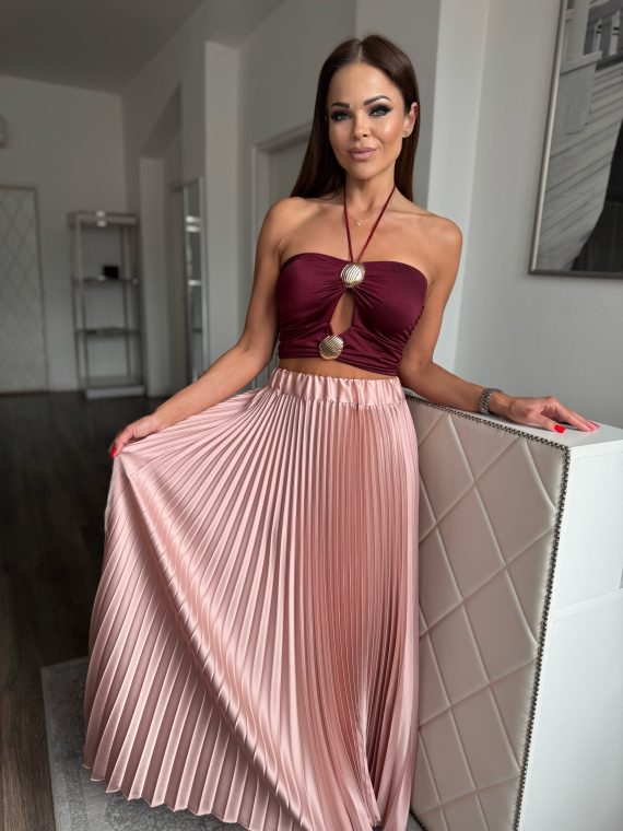 "Silk Petals" pliszírozott szoknya - "Rose Smoke"