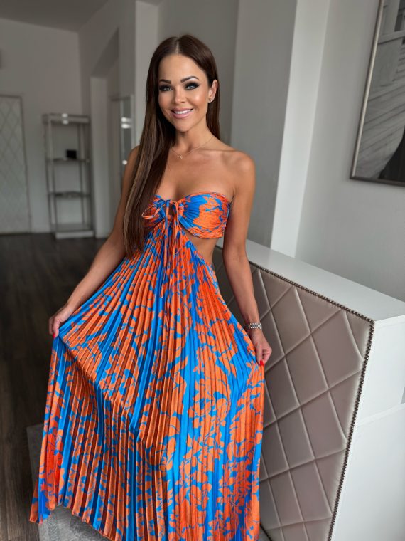 "Bahama Breeze" maxi dress - "Dazzling Blue/Orange Popsicle"