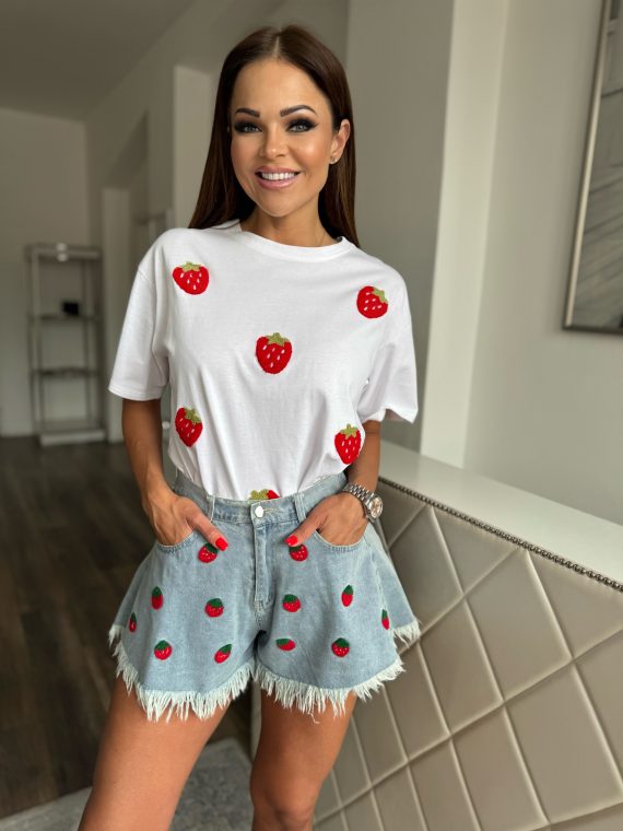 "Berry Cute" oversized t-shirt - "White/C Red"