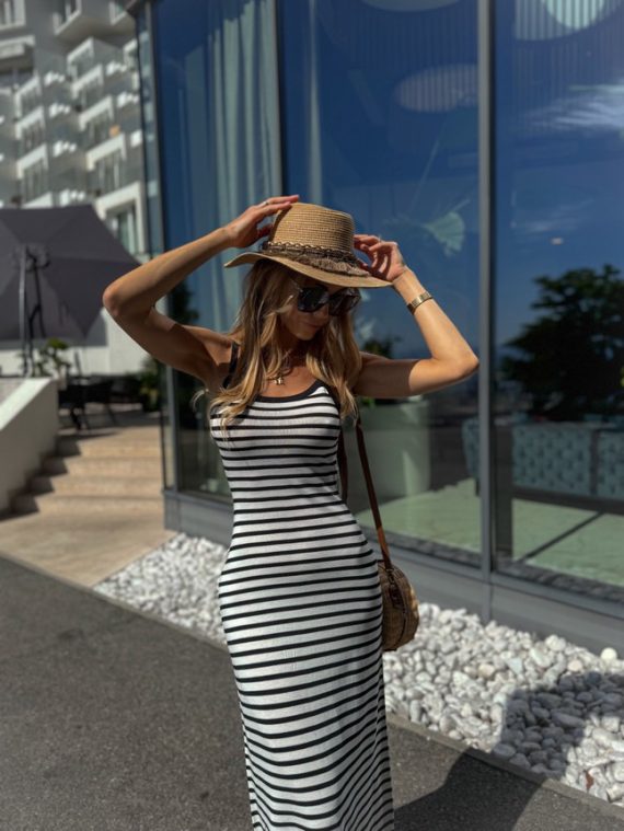 "Verity" maxi dress - white/black