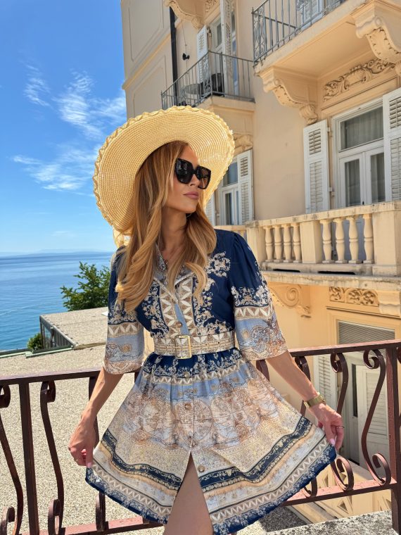 "Carte d'Été" dress - "Macadamia/Moroccan Blue"