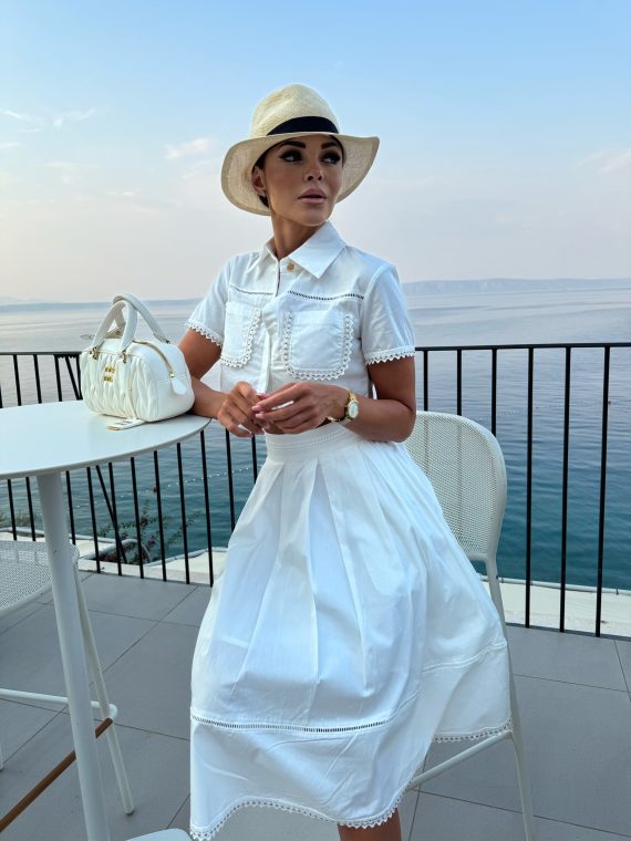 "Luccia" shirt and skirt set - white/gold