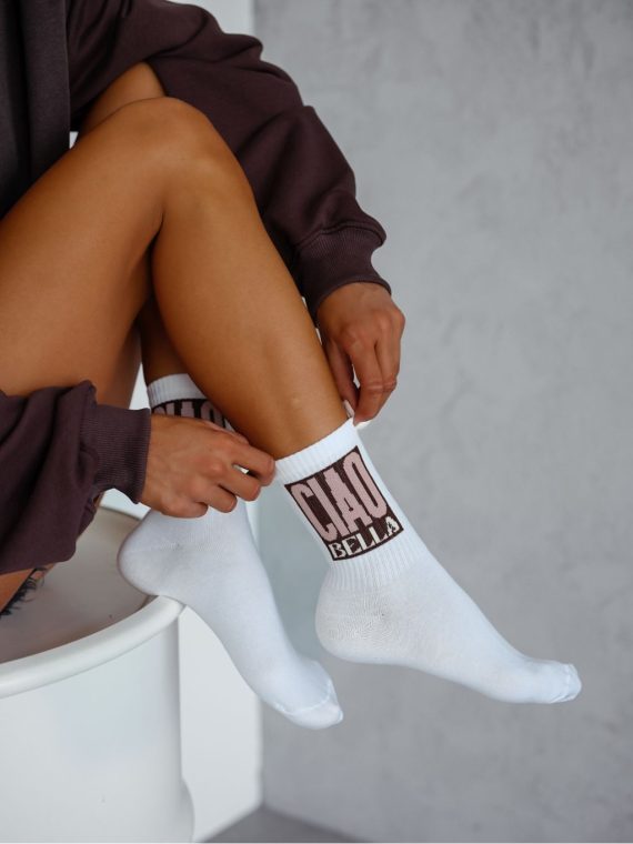 "CIAO BELLA" socks - white/brown